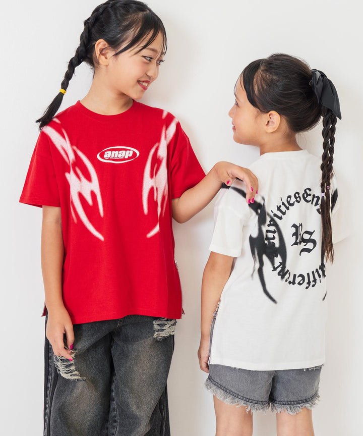サイドジップ デザイン  Tシャツ【ジュニアお揃い】 423-3414