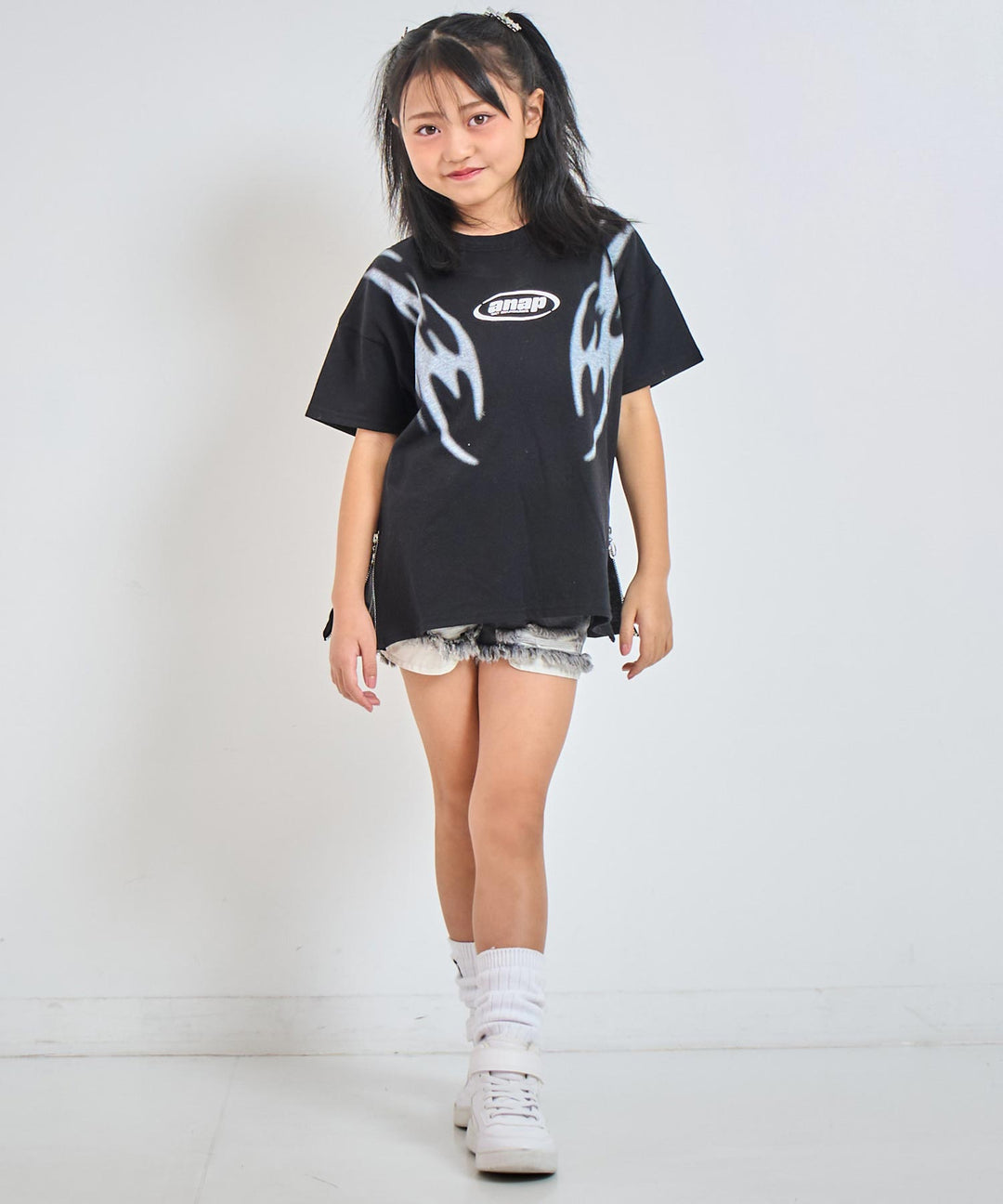 サイドジップ デザイン  Tシャツ【ジュニアお揃い】 423-3414