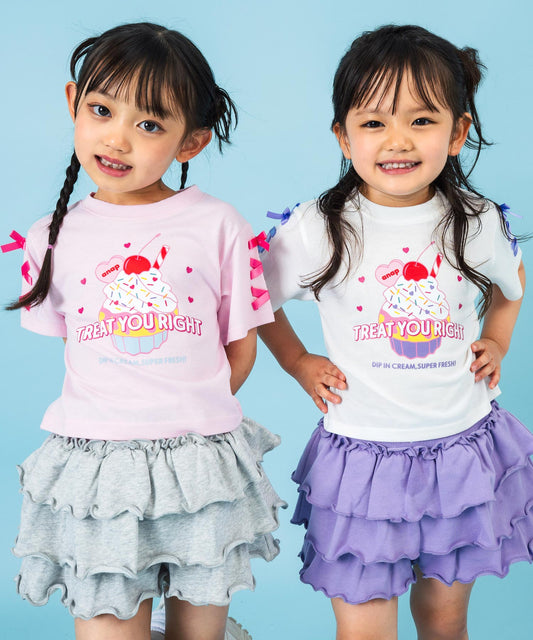袖スピンドル カップケーキプリントTシャツ 423-3423