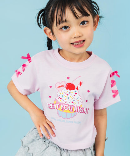 袖スピンドル カップケーキプリントTシャツ 423-3423