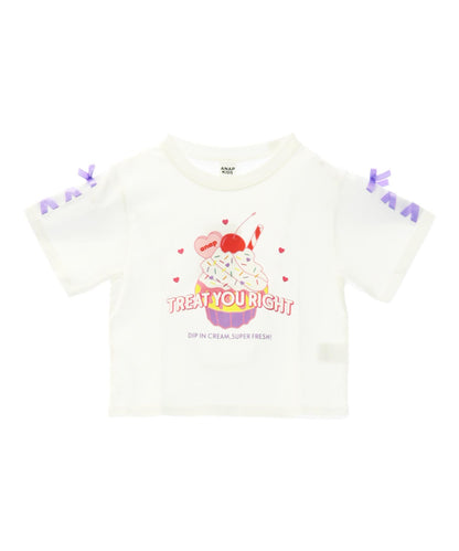 袖スピンドル カップケーキプリントTシャツ 423-3423