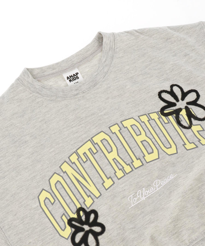 カレッジ フラワー スプレー クロップド Tシャツ 【ジュニアお揃い)】423-3430