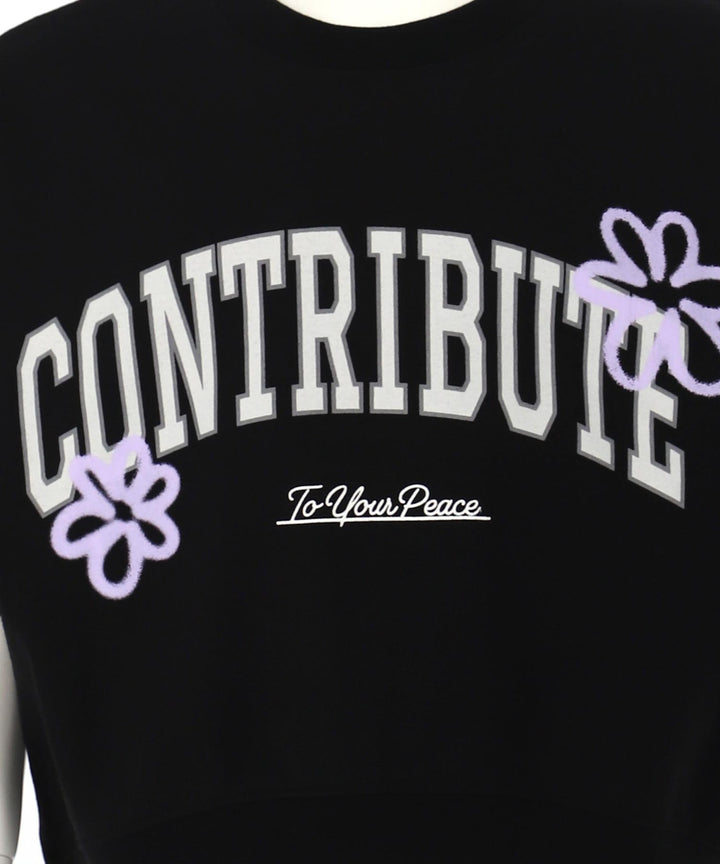 カレッジ フラワー スプレー クロップド Tシャツ 【ジュニアお揃い)】423-3430