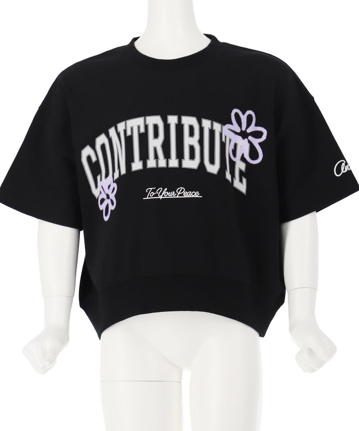 カレッジ フラワー スプレー クロップド Tシャツ 【ジュニアお揃い)】423-3430