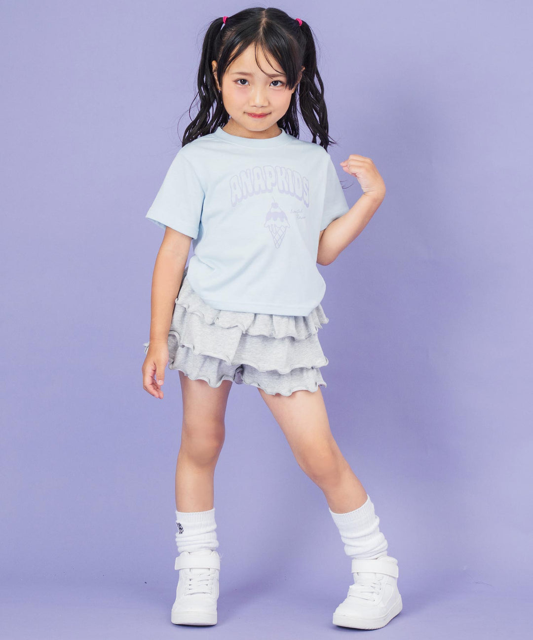 サックスブルー(110サイズ着用/身長：約115cm)