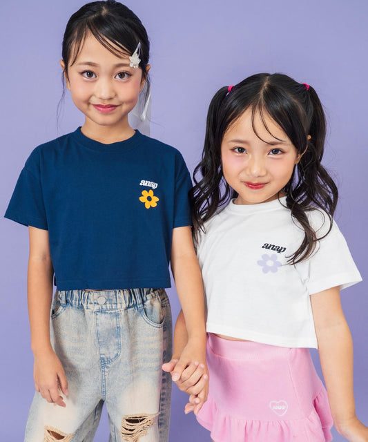 フラワー ポイント プリント クロップド Tシャツ 423-3445