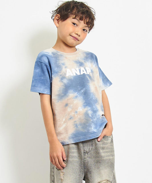 ミニ裏毛 マーブル タイダイ柄 ロゴ Tシャツ 【親子お揃い】 423-3457