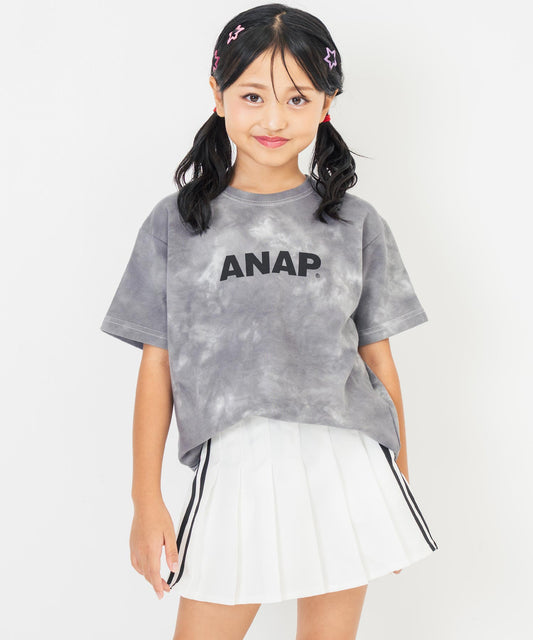 ミニ裏毛 マーブル タイダイ柄 ロゴ Tシャツ 【親子お揃い】 423-3457
