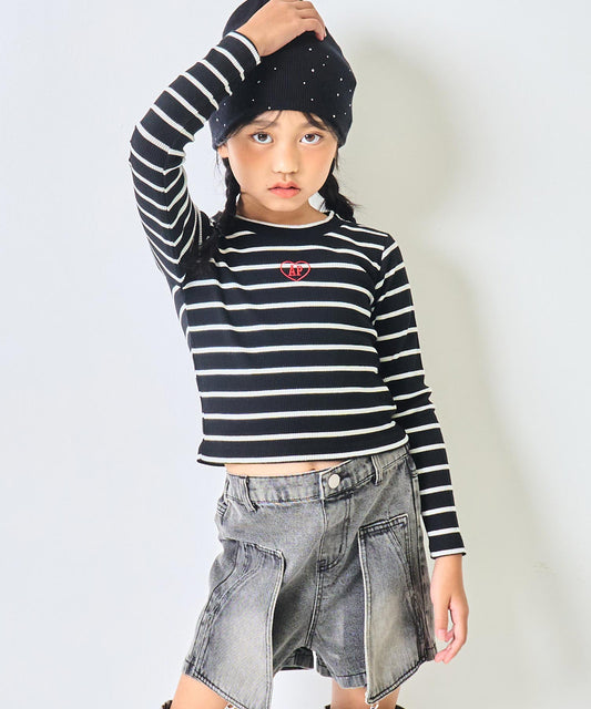 刺繍ハートロゴ リブトップス【ジュニアお揃い】 423-3480