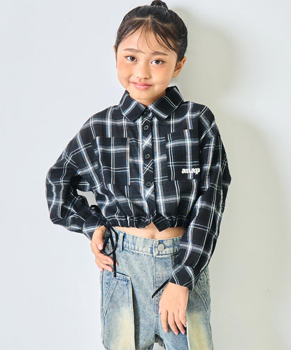 サイド シャーリング チェックシャツ【ジュニアお揃い】 423-3490
