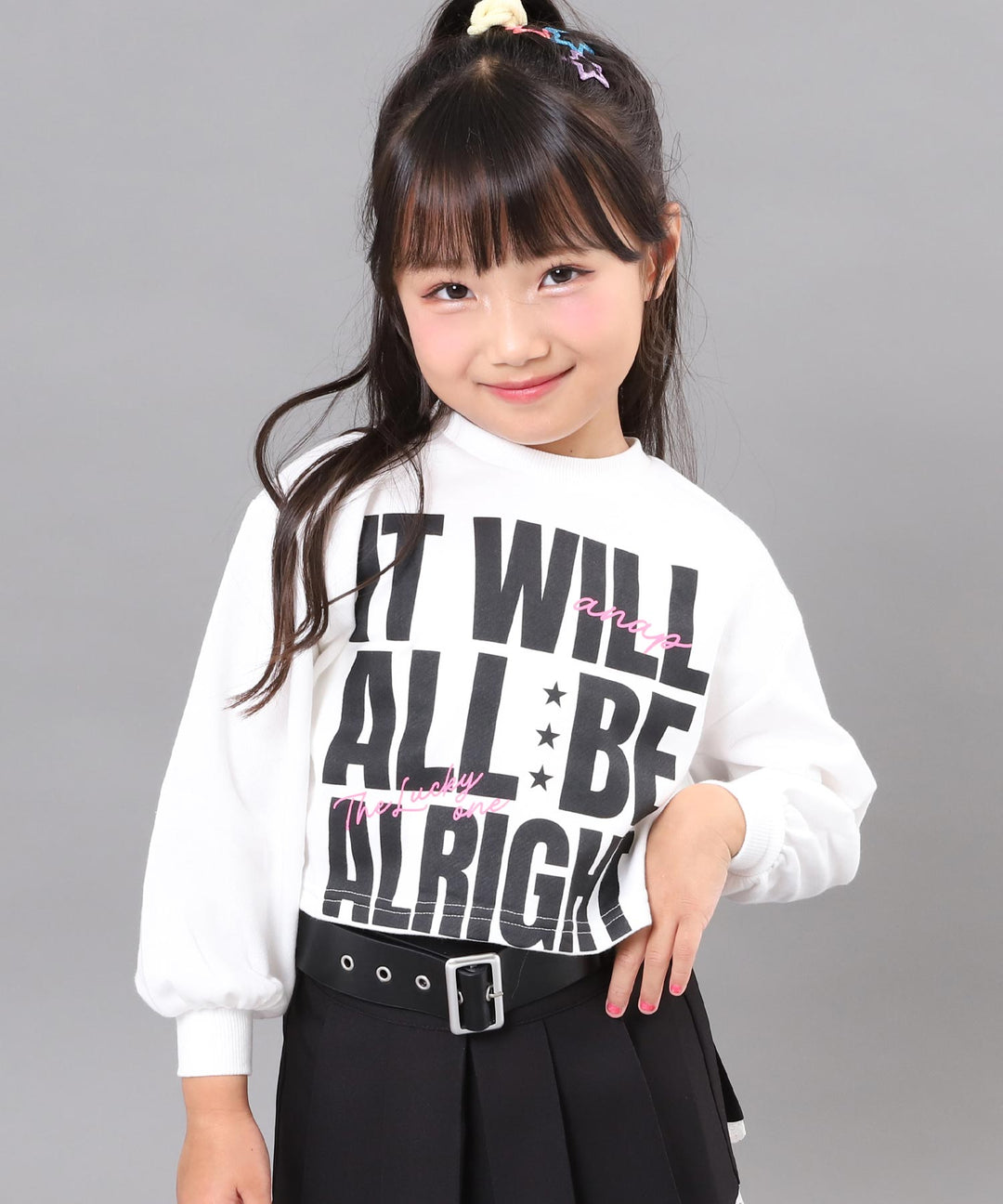 ホワイト(110サイズ着用/身長：約115cm)