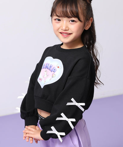 袖リボン ハート ユニコーン プリント スウェット 423-3508