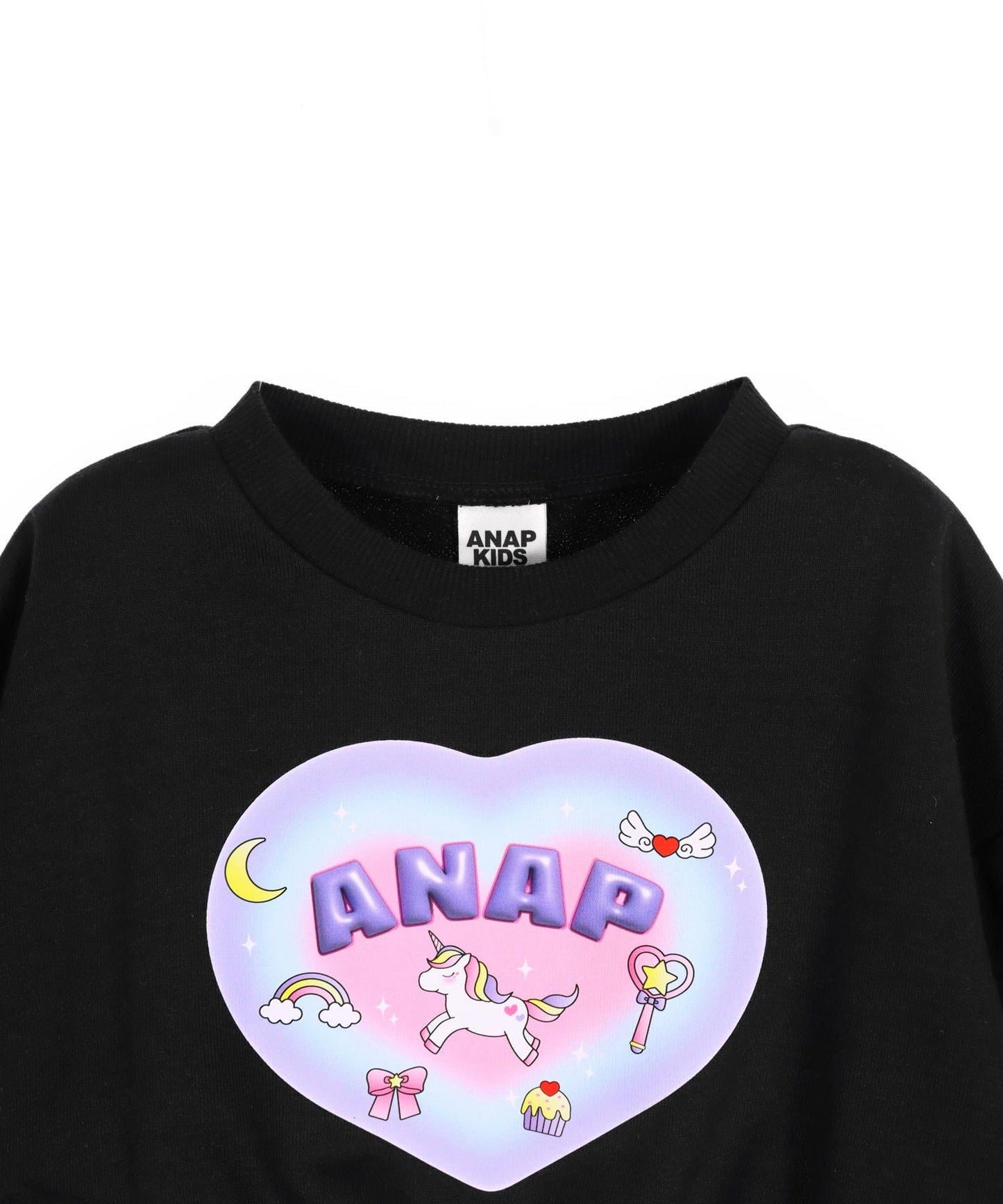 袖リボン ハート ユニコーン プリント スウェット 423-3508