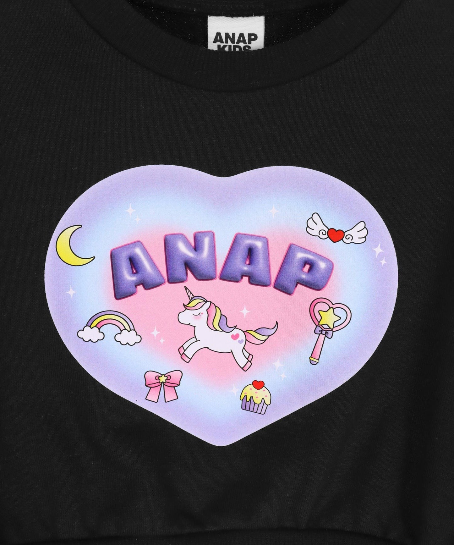 袖リボン ハート ユニコーン プリント スウェット 423-3508