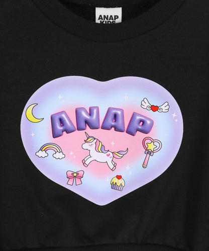 袖リボン ハート ユニコーン プリント スウェット 423-3508