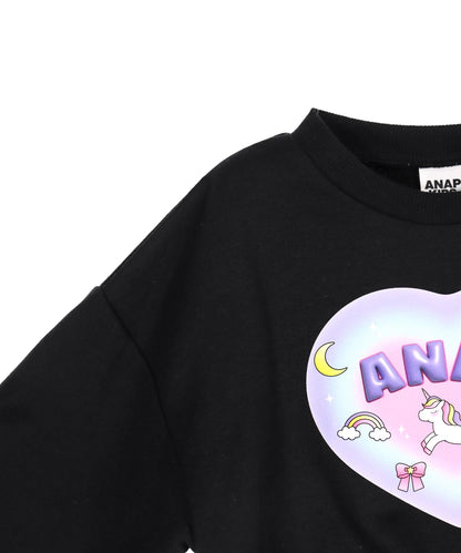 袖リボン ハート ユニコーン プリント スウェット 423-3508