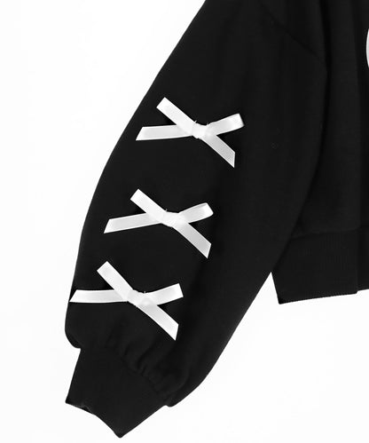 袖リボン ハート ユニコーン プリント スウェット 423-3508