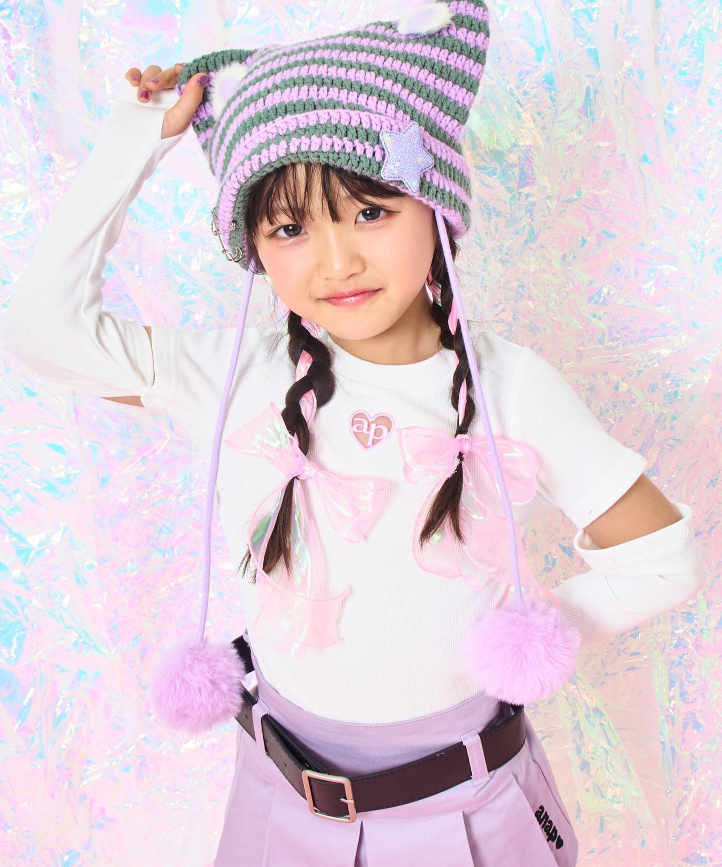 ホワイト(110サイズ着用/身長：約113cm)