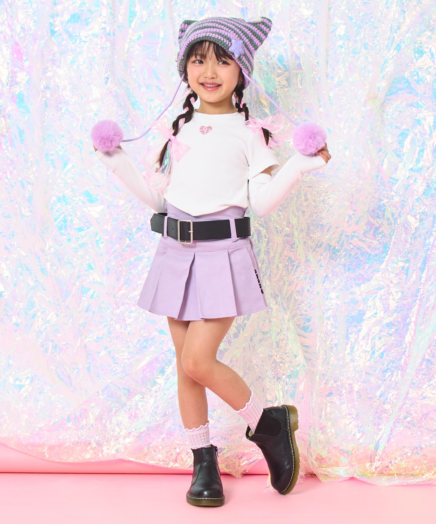 ホワイト(110サイズ着用/身長：約113cm)