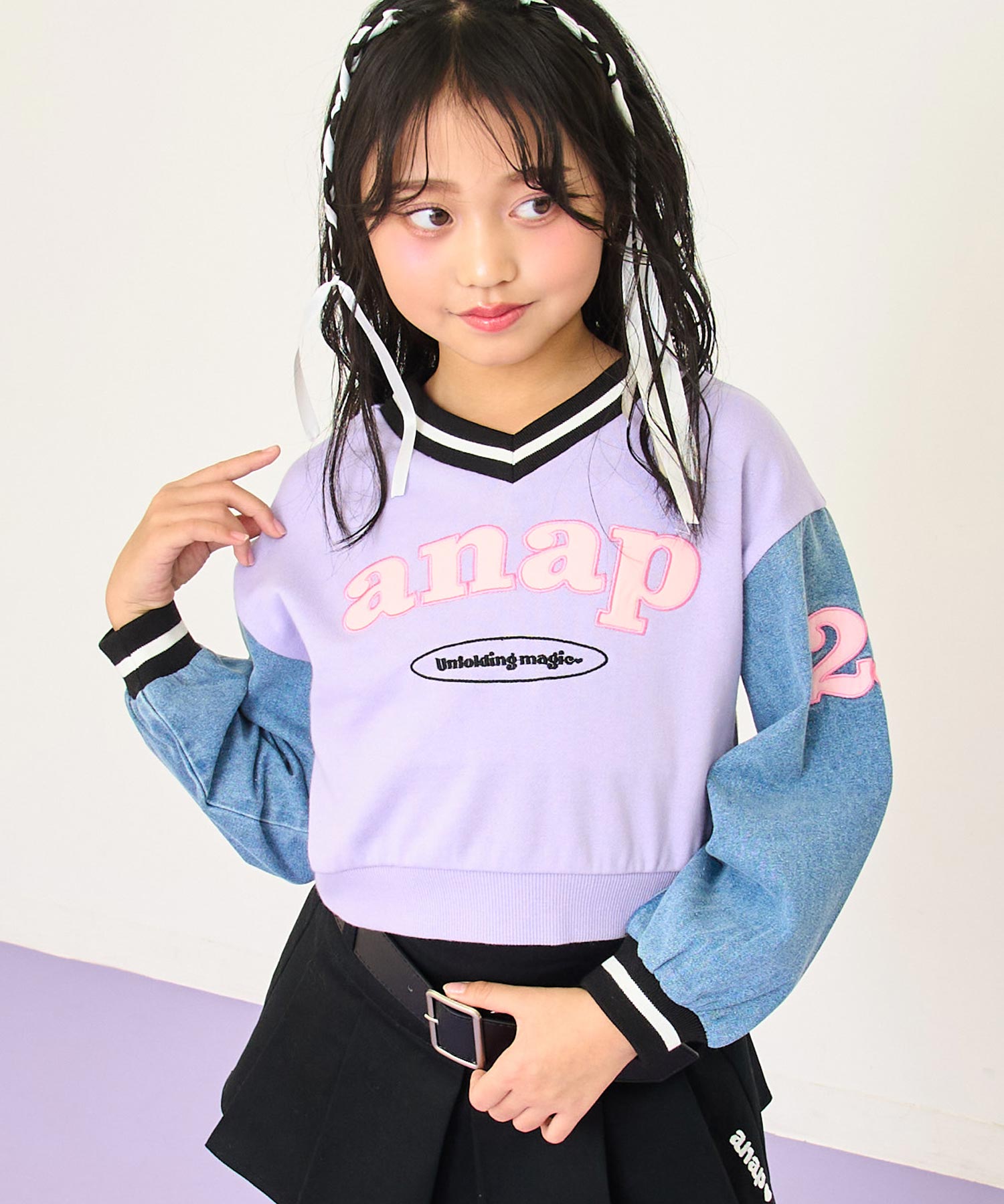 デニム袖 配色切替 スウェット トレーナー 423-3544 – ANAP オンライン