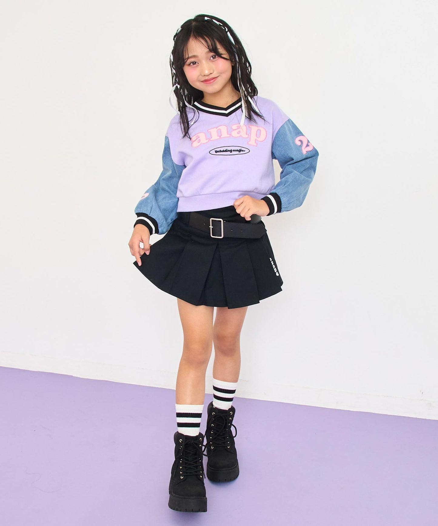 ラベンダー(120サイズ着用/身長：約128cm)