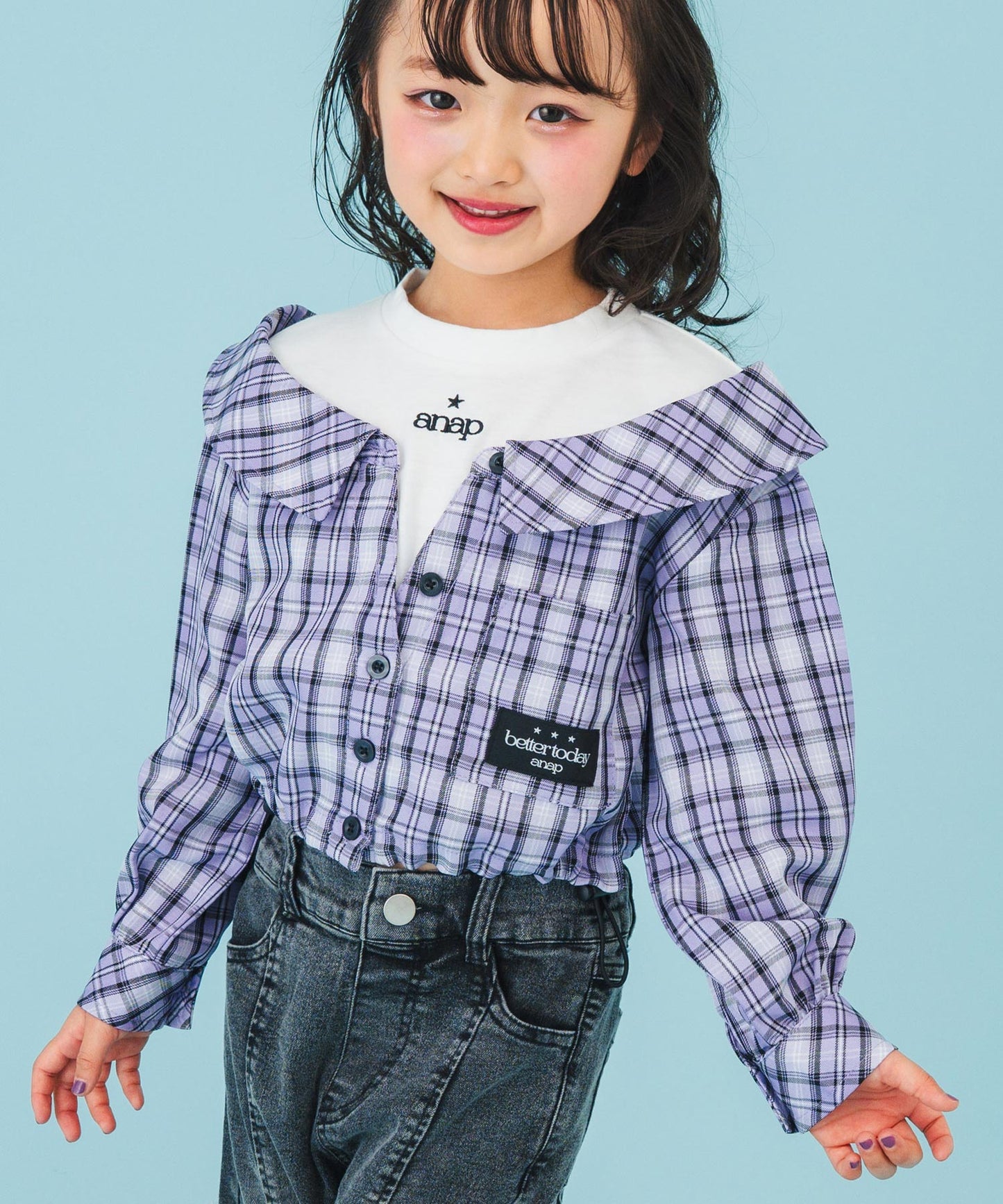 ラベンダー(110サイズ着用/身長：約113cm)