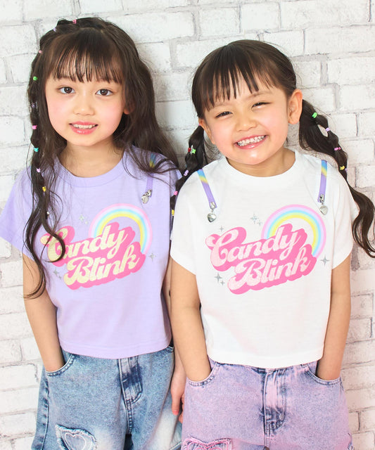 肩ジップ レインボー Tシャツ トップス 423-3581