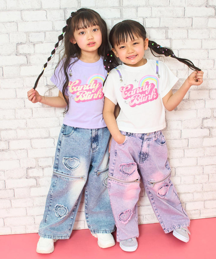 ホワイト(110サイズ着用/身長：約103cm)ラベンダー(110サイズ着用/身長：約106cm)