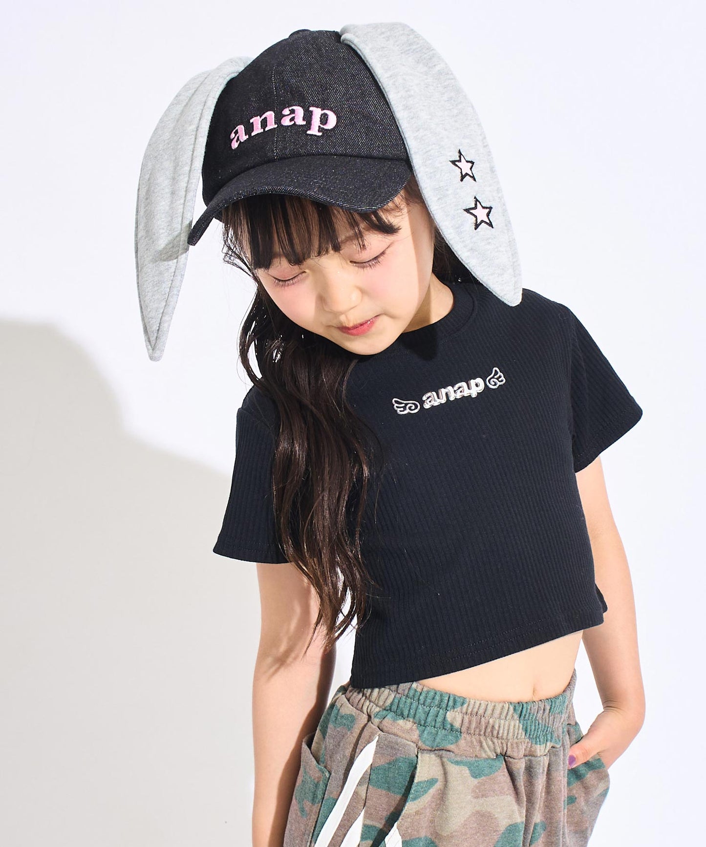 メタルシルバー エンジェルロゴ リブ トップス 423-3591