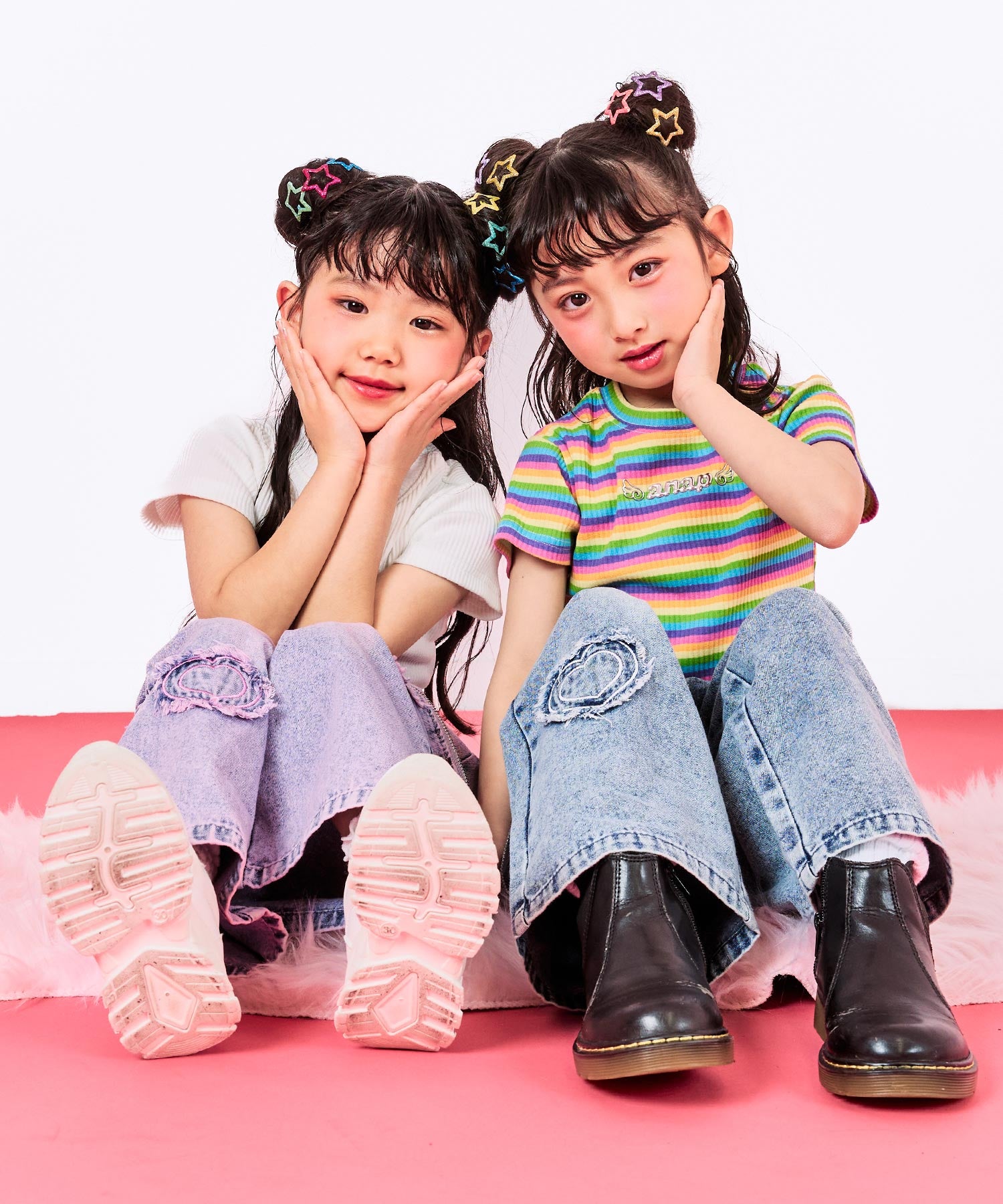 ホワイト(110サイズ着用/身長：約110cm)
ミックス(110サイズ着用/身長：約109cm)