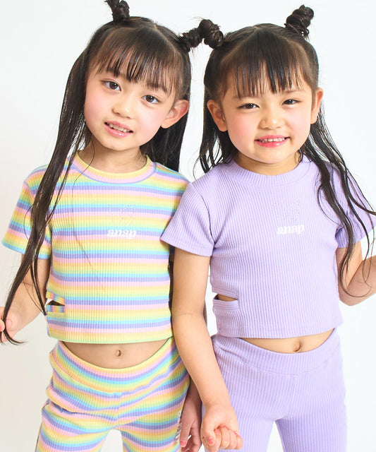 サイドスリット リブ Tシャツ トップス【セットアップ対応】 423-3594