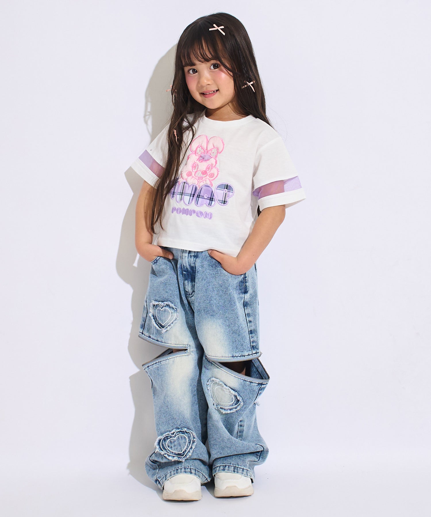 ホワイト(110サイズ着用/身長：約102cm)