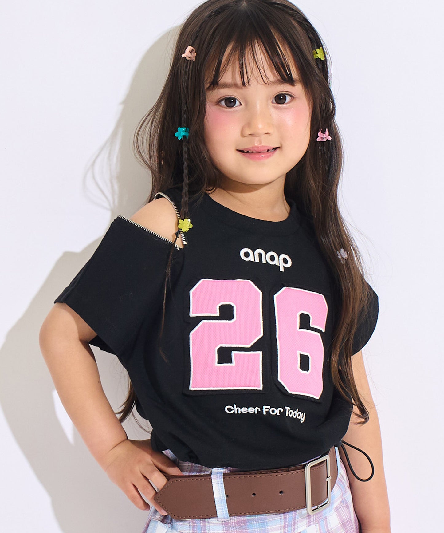 メッシュ ナンバリング 肩ジップ トップス Tシャツ 423-3618