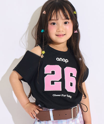 メッシュ ナンバリング 肩ジップ トップス Tシャツ 423-3618