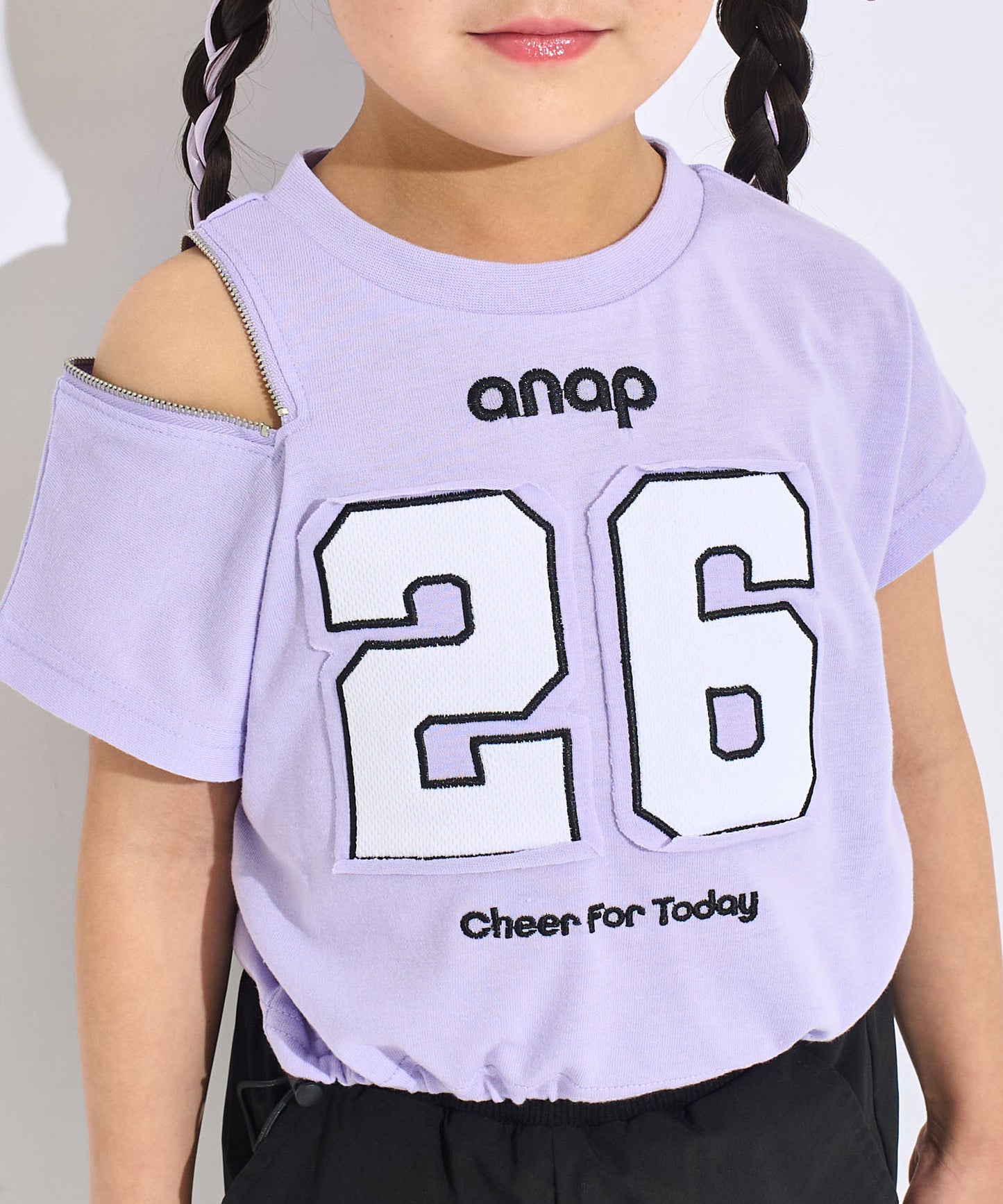 メッシュ ナンバリング 肩ジップ トップス Tシャツ 423-3618