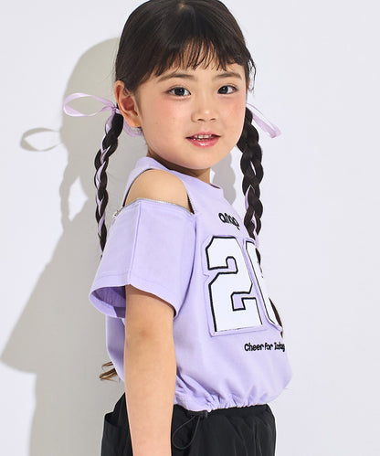 メッシュ ナンバリング 肩ジップ トップス Tシャツ 423-3618