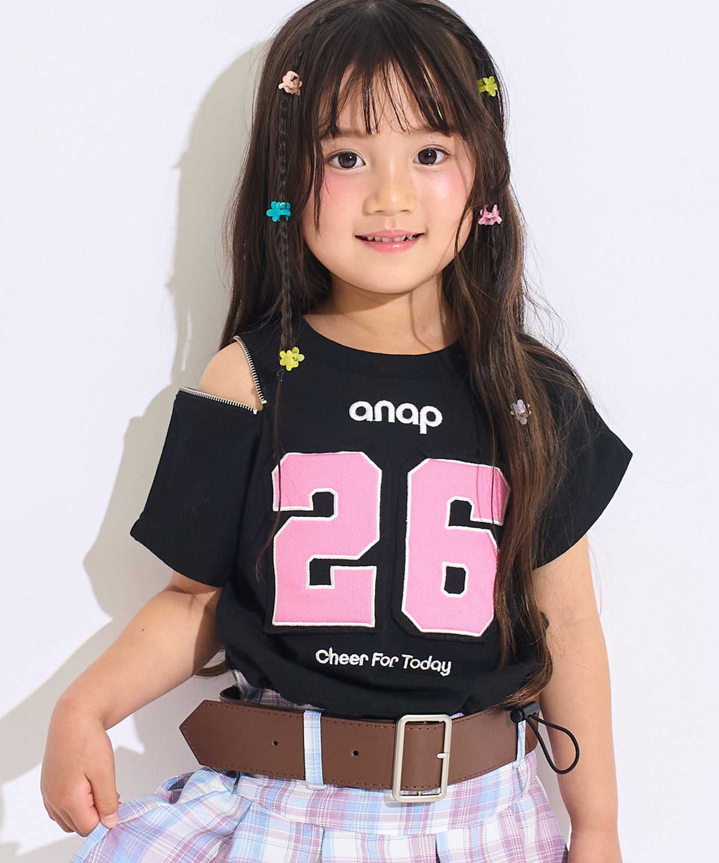メッシュ ナンバリング 肩ジップ トップス Tシャツ 423-3618
