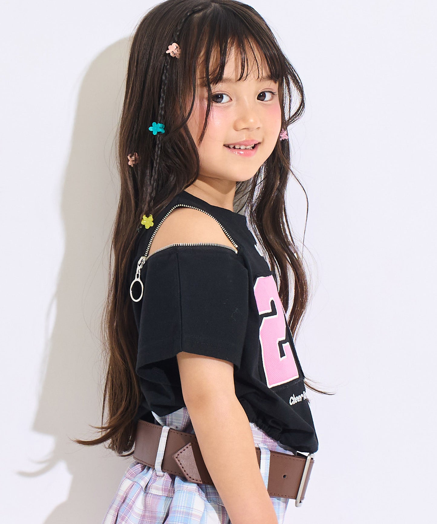 メッシュ ナンバリング 肩ジップ トップス Tシャツ 423-3618