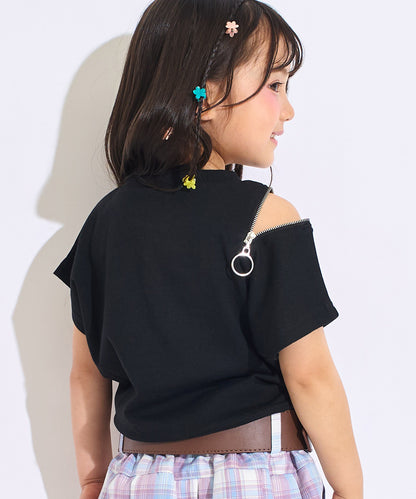 メッシュ ナンバリング 肩ジップ トップス Tシャツ 423-3618