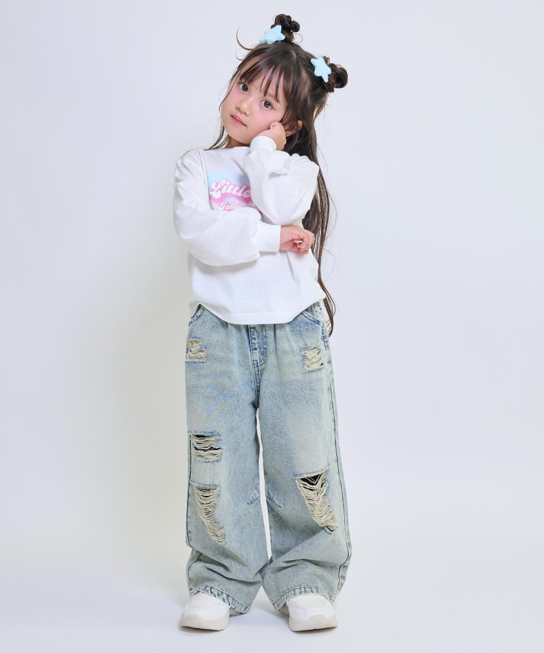 ホワイト(110サイズ着用/身長：約102cm)