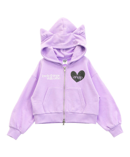 ネコ耳付 スウェット ジップ パーカー【別売りセットアップ】 424-3523