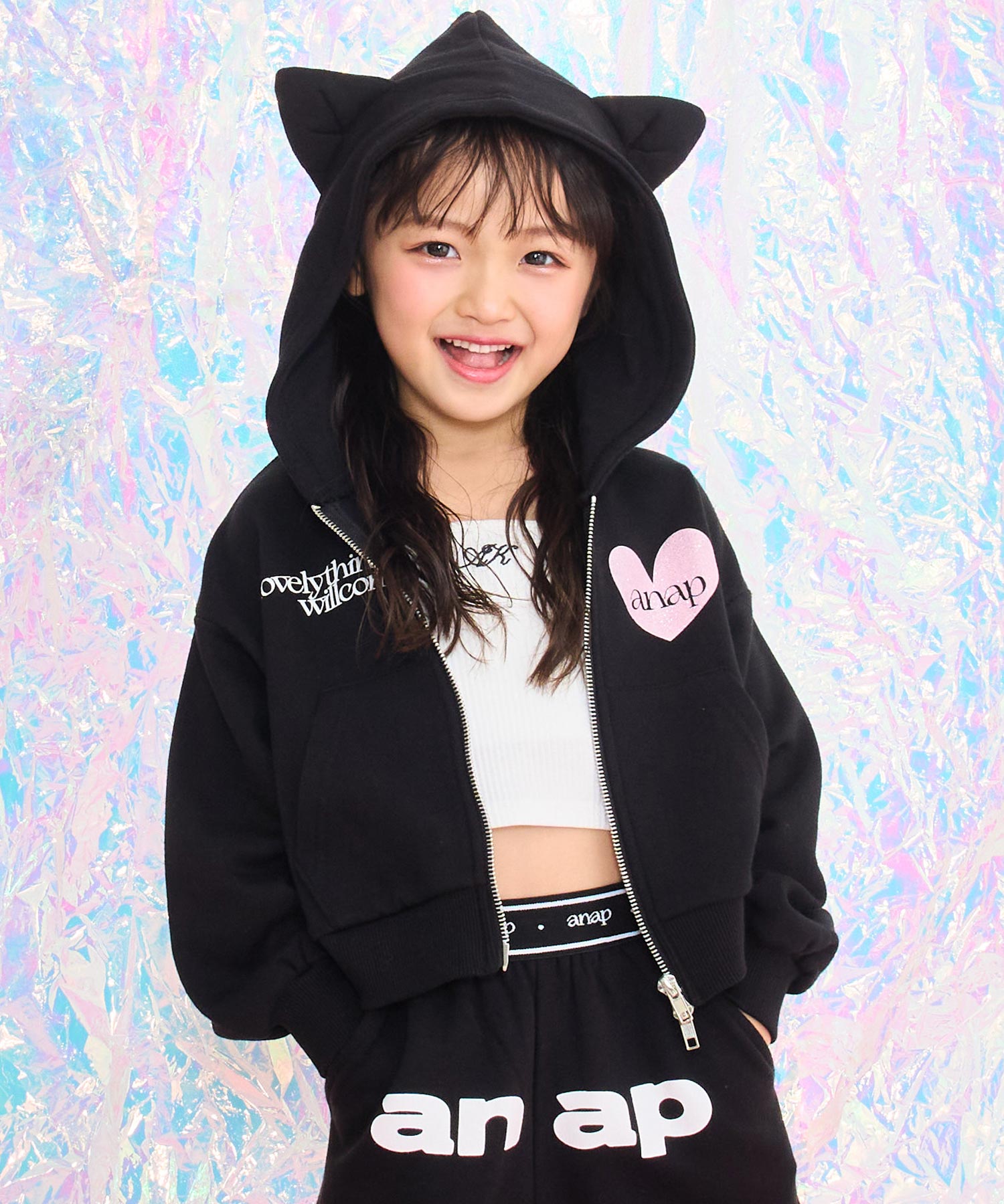 ブラック(110サイズ着用/身長：約113cm)