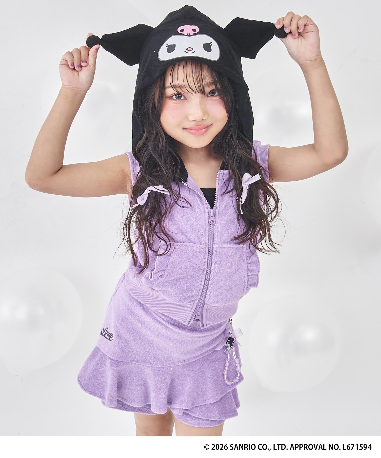 ANAPKIDS × シナモロール・クロミ パイルノースリーブ パーカー 424