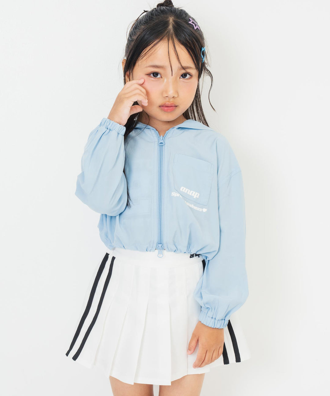 サックスブルー(110サイズ着用/身長：約115cm)
