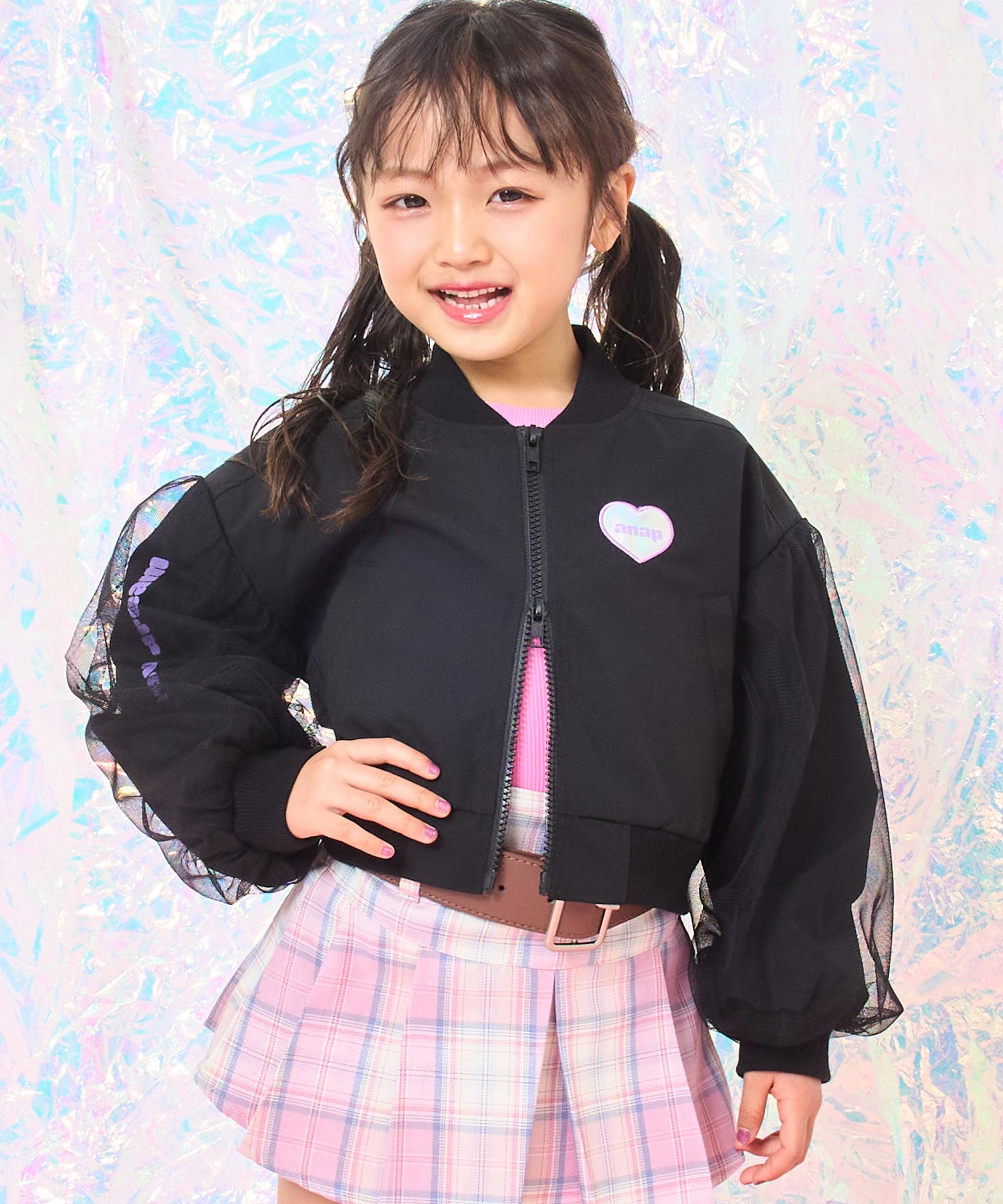 ブラック(110サイズ着用/身長：約113cm)