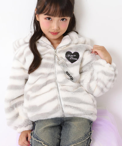 ワッペン ロゴ ネコ耳 フード ファー ブルゾン 【ジュニアお揃い】 426-3475