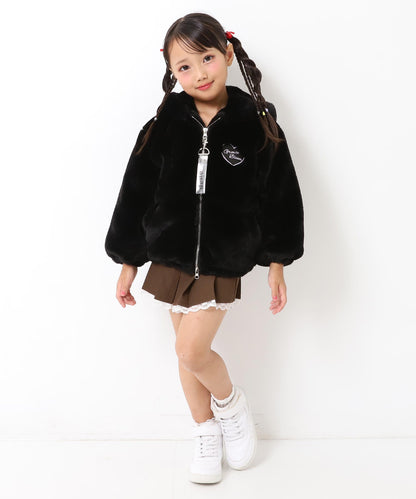 ワッペン ロゴ ネコ耳 フード ファー ブルゾン 【ジュニアお揃い】 426-3475