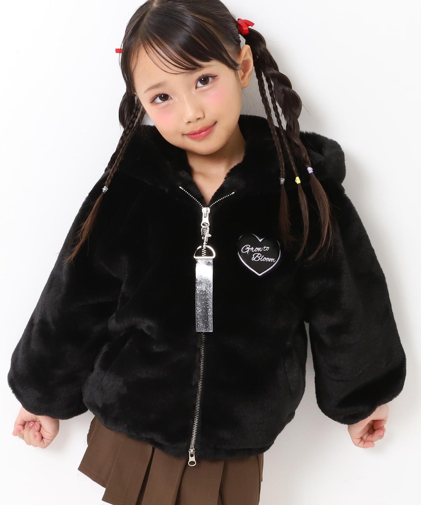 ワッペン ロゴ ネコ耳 フード ファー ブルゾン 【ジュニアお揃い】 426-3475