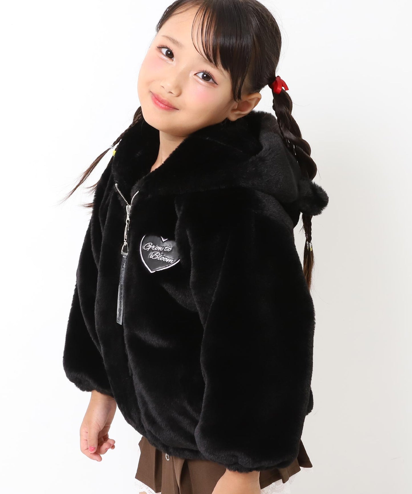 ワッペン ロゴ ネコ耳 フード ファー ブルゾン 【ジュニアお揃い】 426-3475