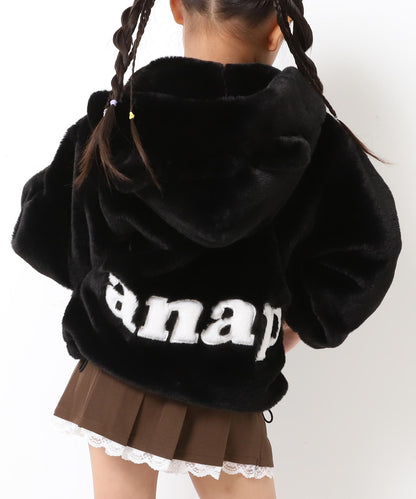 ワッペン ロゴ ネコ耳 フード ファー ブルゾン 【ジュニアお揃い】 426-3475